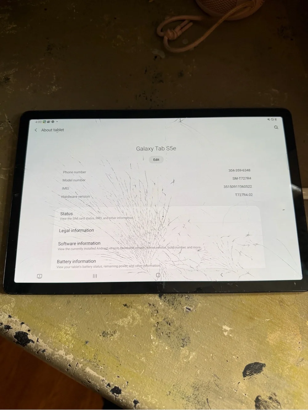 Samsung Galaxy Tab S5e  (Cracked Screen) Unlocked.